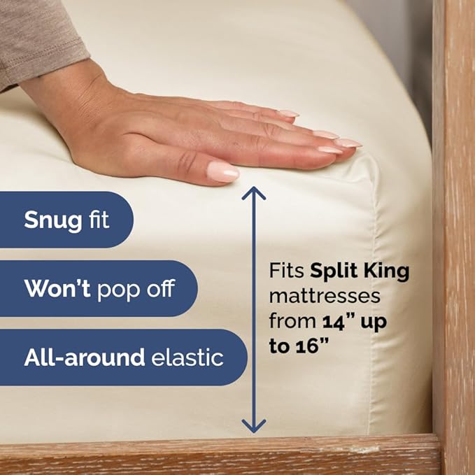 Split Head King Sheet Set – 4 Piece Flex Split Top King Sheets - Image 4
