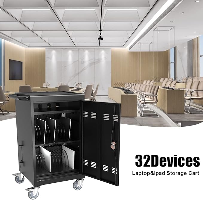 TIOPLY Laptop Charging Cart, 32 Device Tablet Storage Carts - Image 2