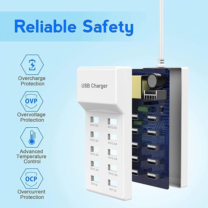 10-Port USB Wall Charger Station - Image 3
