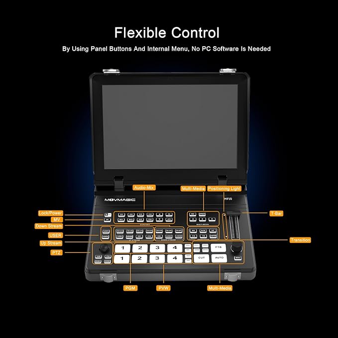 MOVMAGIC MF10 10.1 Inch 5CH Video Mixer - Image 3