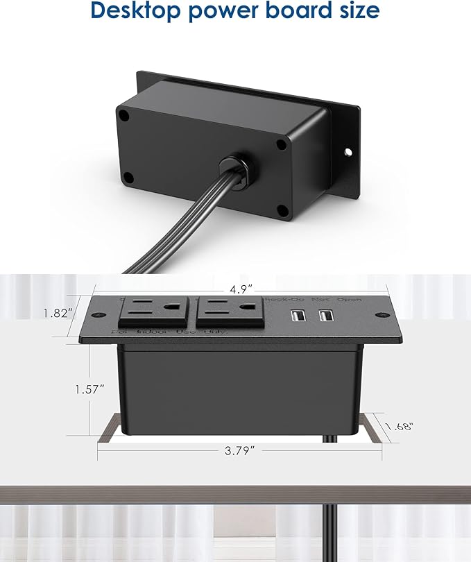 Jgstkcity Conference Recessed Power Strip Socket 9.8Ft Cord, Furniture Flush - Image 6