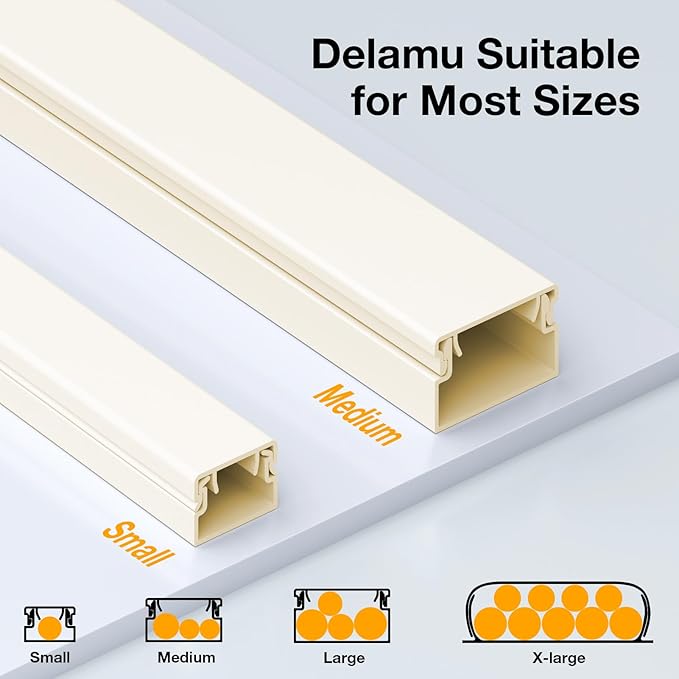 Delamu 157in Cord Covers for Wires on Wall, Cord Hider for 1 Cord, Paintable - Image 7