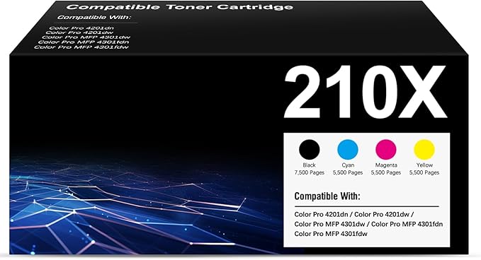 210X High-Yield Toner Cartridge 4 Pack Compatible Replacement by Unknown