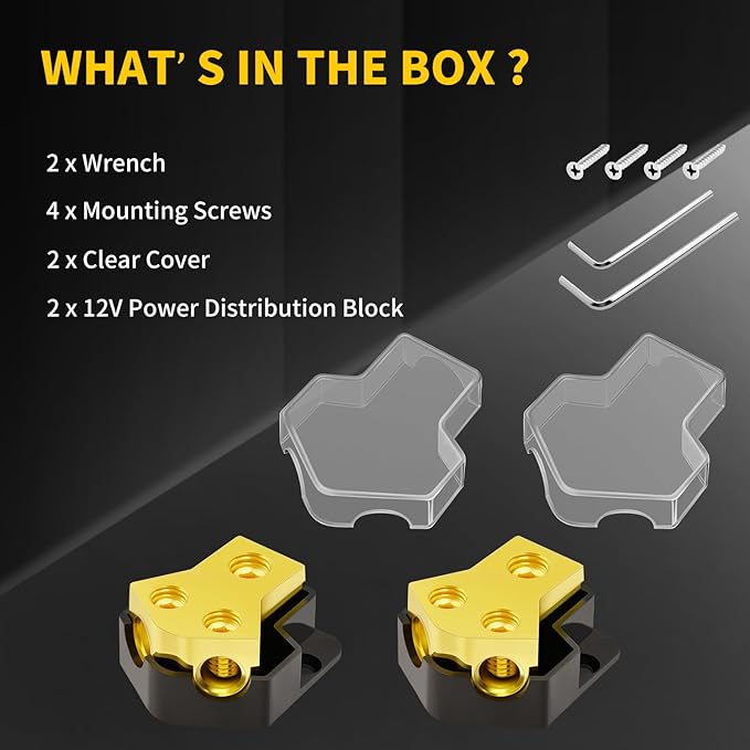 Bolipoeq 12V Power Distribution Block Car Audio 2 Way 0/2/4 Gauge in 4/6/8 - Image 7