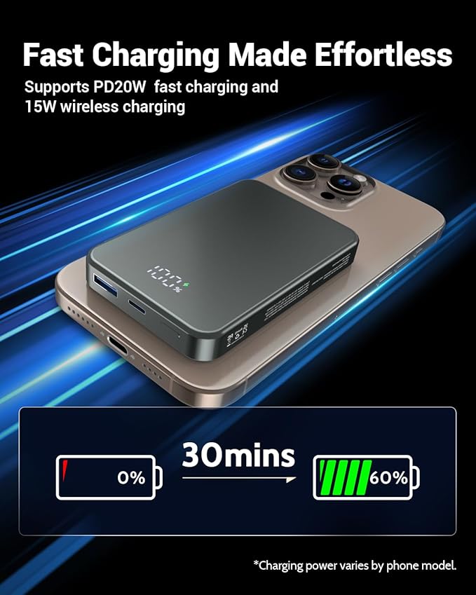 POAQCIF for Magsafe Portable Charger, Aluminum Alloy Small 10000mAh 20W PD - Image 4