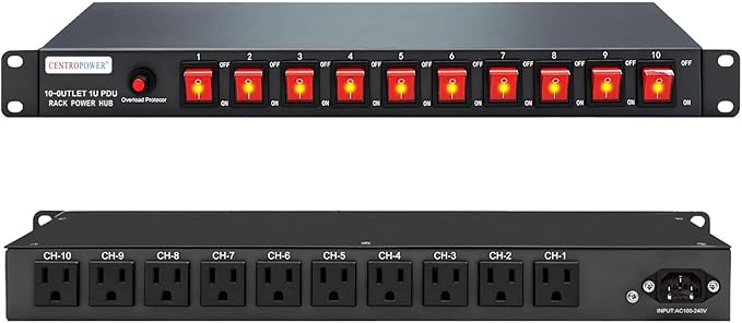 1U PDU Horizontal Rackmount Power Strip by CENTROPOWER%C2%AE