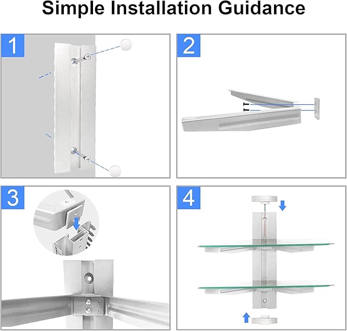 suptek 2 Tiers Glass Floating Shelves, Flat Black Wall Mount Bracket, AV Shelf - Image 4