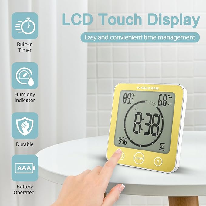 KADAMS Shower Clock Waterproof Bathroom Timer – Digital Wall Clock - Image 4