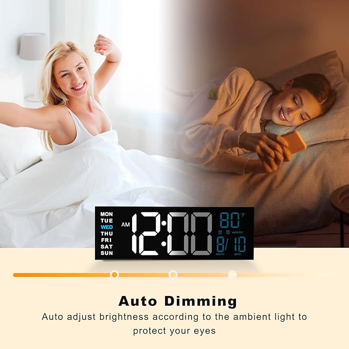 JALL 16" Large Digital Wall Mount Clock, Count Down Timer, Big LED, RGB Color - Image 9