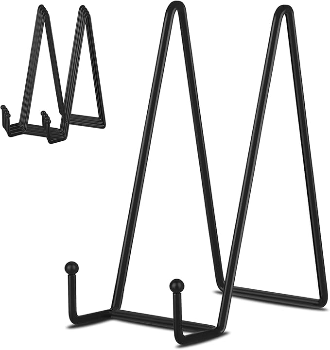 IBosins 5 Pack 8 Inch Plate Holder Display Stands, Large Metal Black Frame Stand by IBosins