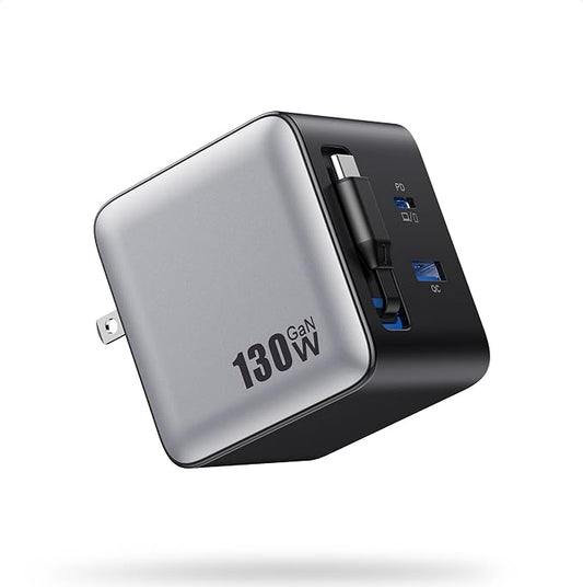 130W USB C Wall Charger, GaN III 3-Port Fast Charging Station, PD QC Foldable by Pxwaxpy