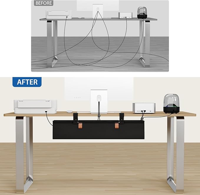 Zilink No Drill Under Desk Cable Management Tray 30" Cord Organizer - Image 8