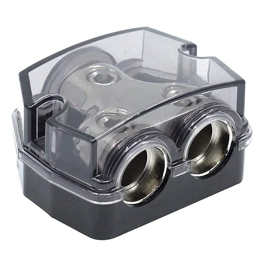 RKURCK 2 Way Power Distribution Block, 0/2/4 AWG Gauge in, 0/4/8/10 Gauge Out by RKURCK