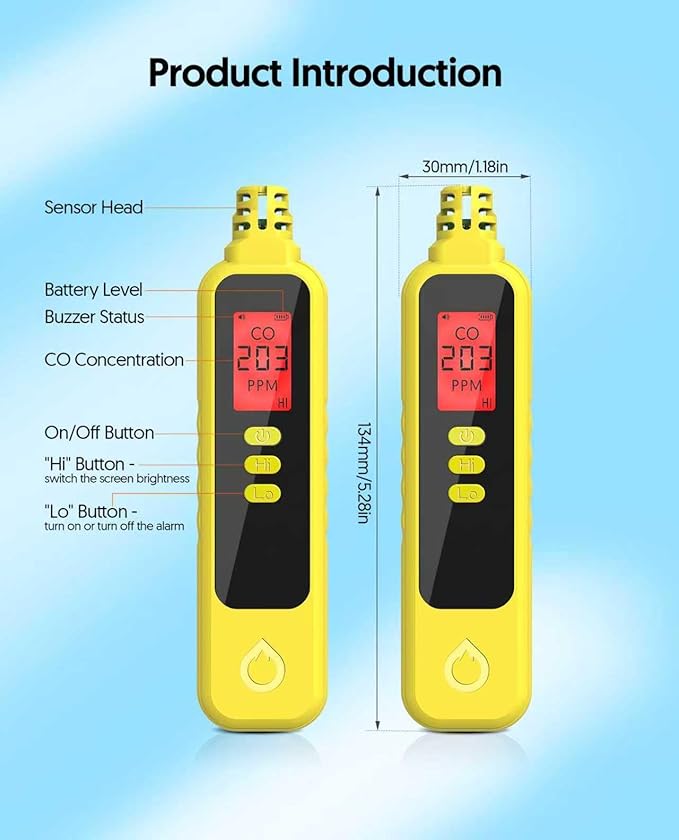Carbon Monoxide Detectors, Portable CO Detector Battery Powered, Handheld - Image 5