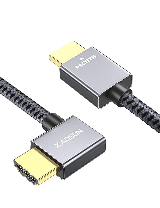 XAOSUN Right Angle HDMI 2.0 Cable 6.6 Feet, Strong Anti-Interference, 18Gbps by XAOSUN