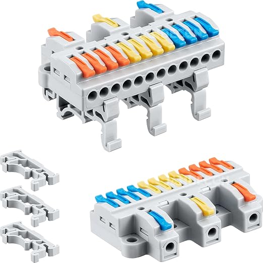 JANDECCN 4pcs DIN Rail Terminal Blocks, DIY Splicing Wire Connectors by JANDECCN