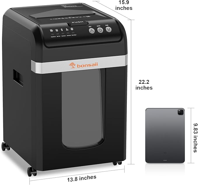 Bonsaii Paper Shredder Heavy Duty, 200-Sheet Auto Feed Micro-Cut 60 Minutes - Image 9