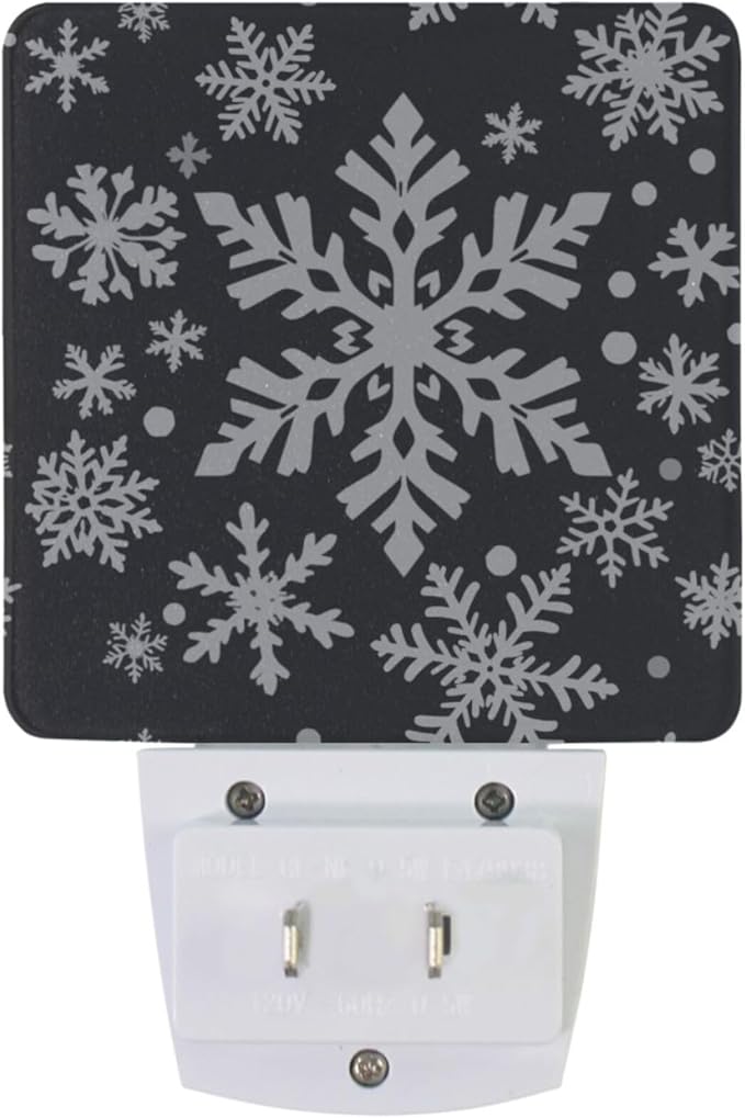 Pigsaly Led Night Light White Black Texture Christmas Snowflakes Night Light - Image 2