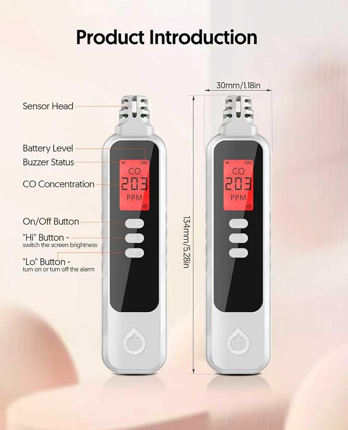 PUTECCH Carbon Monoxide Detectors Portable CO Detector Battery Powered - Image 7