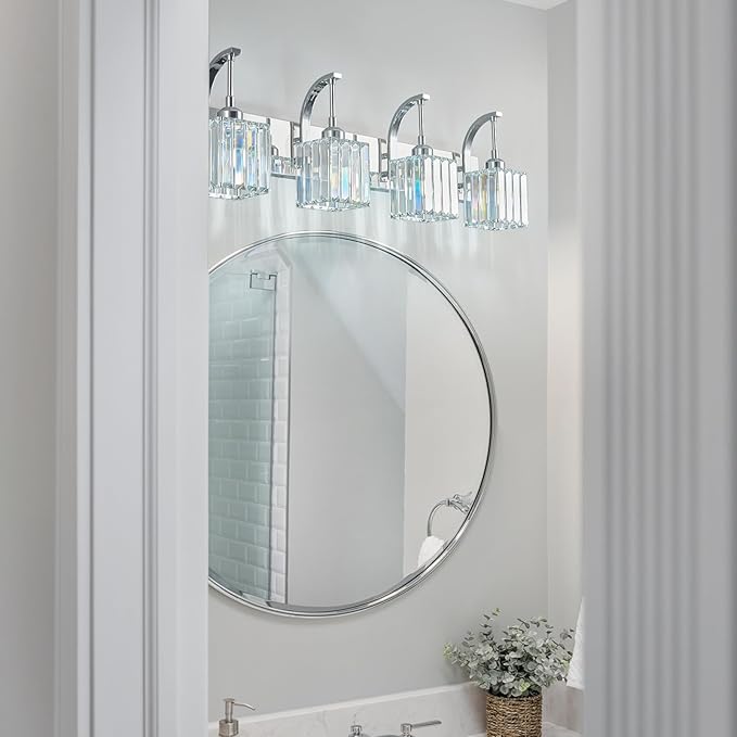 FDPBY Crystal Vanity Lights 4-Light Chrome Bathroom Vanity Lights Modern - Image 8