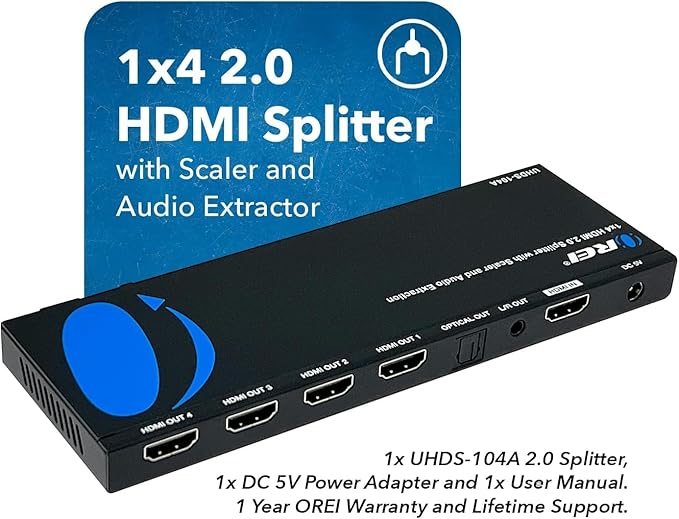 OREI 1x4 2.0 HDMI Splitter - Image 2