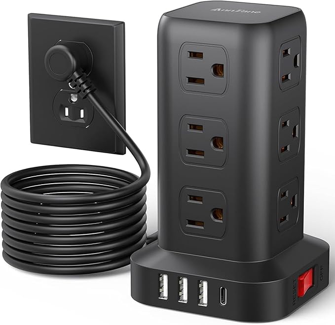 AnnTane Surge Protector Power Strip 10 FT Cord, Power Strip Tower by anntane