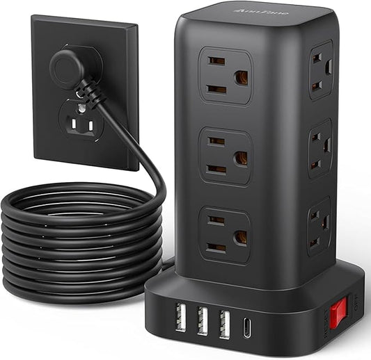 AnnTane Surge Protector Power Strip 10 FT Cord, Power Strip Tower by anntane
