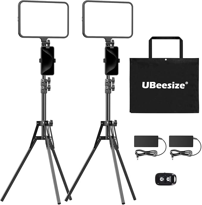 UBeesize 2 Pack LED Video Light Kit, Photography Lighting, Podcast Lighting by UBeesize