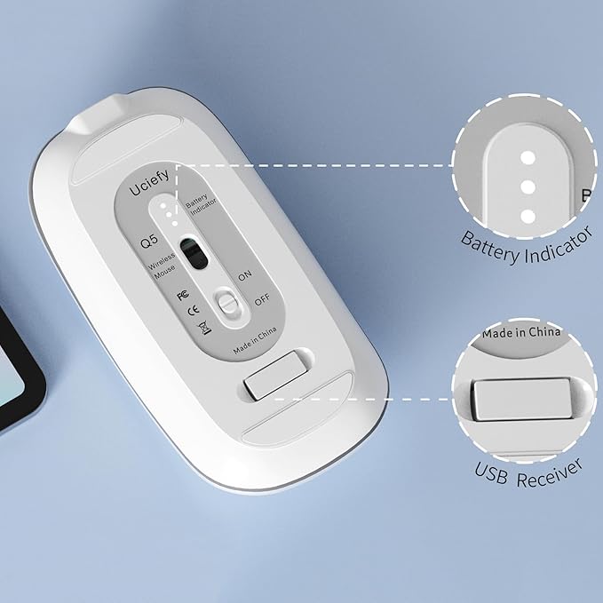 Q5 Slim Rechargeable Wireless Mouse, 2.4G Portable Optical Silent Ultra Thin - Image 6