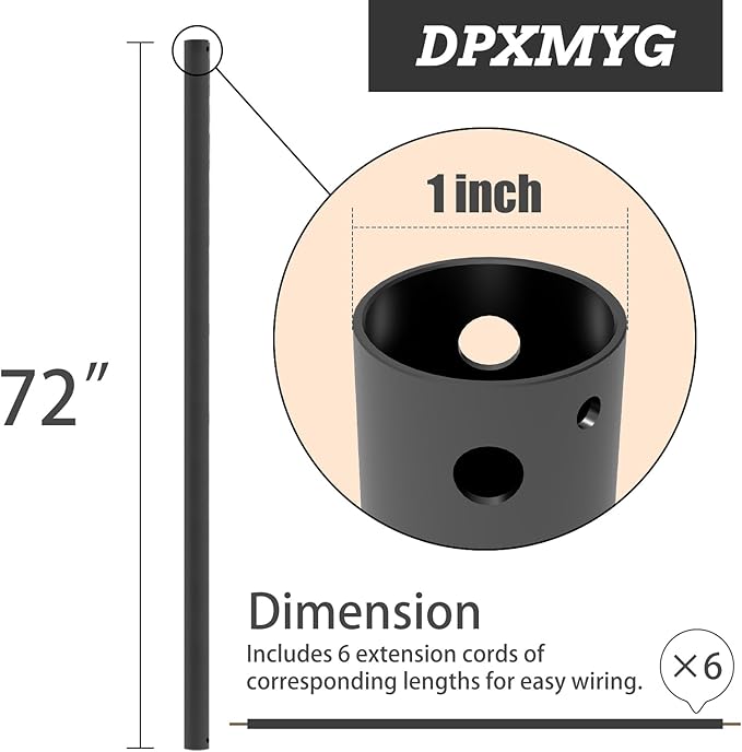 DPXMYG 72 inch Ceiling Fan Downrod - Image 5