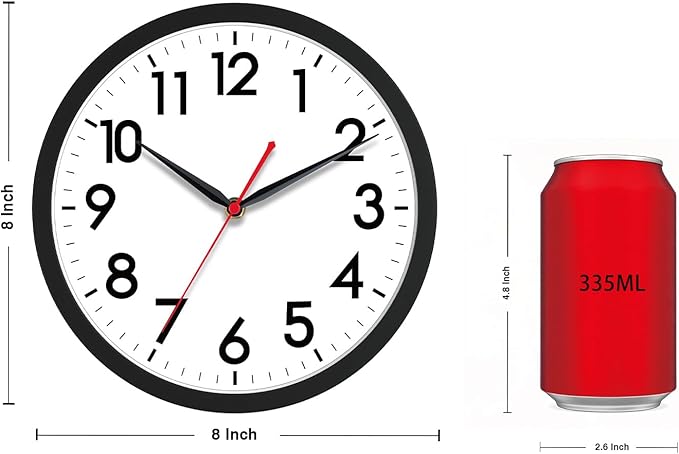 AKCISOT Wall Clock, Modern Small Wall Clocks Battery Operated 8 Inch, Silent - Image 2