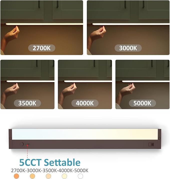 Leetdud Under Cabinet Lighting Plug in or Hardwired Built-in Dimmer, 12 Inch 6W - Image 3
