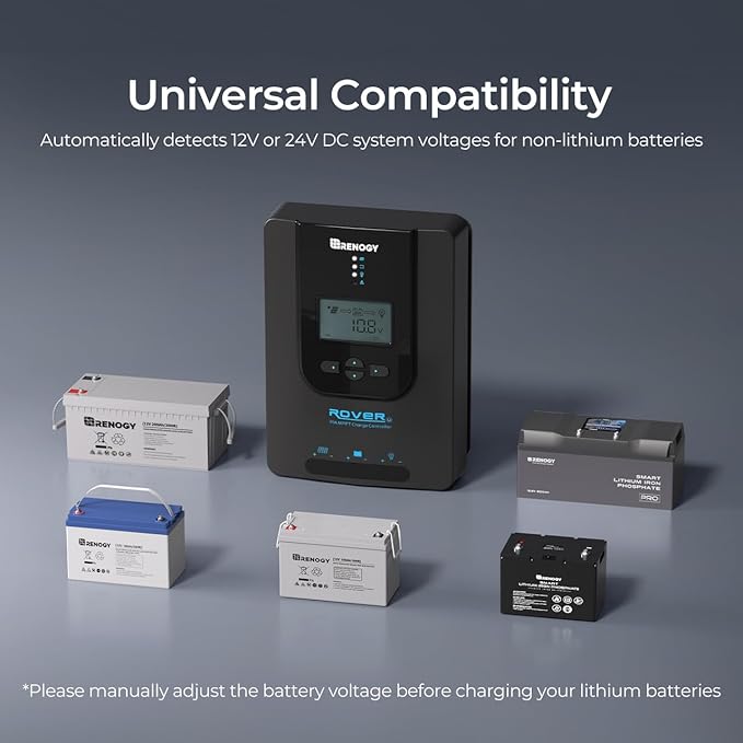 Renogy Solar Charge Controller- Rover 20A 12V24V Auto DC Input MPPT Charge - Image 2