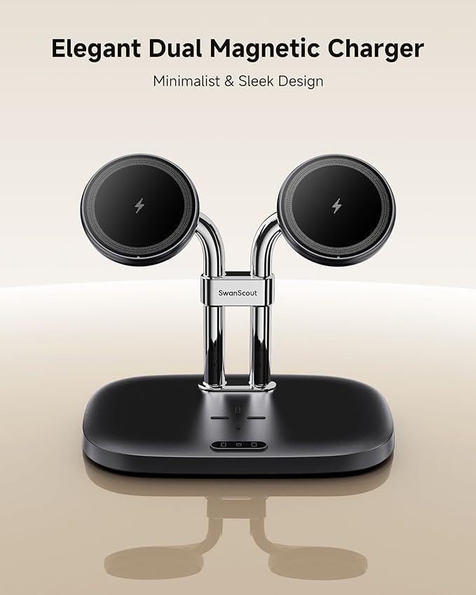 SwanScout Wireless Charger for iPhone Air/17, SwanScout 706M, Dual Magnetic - Image 6