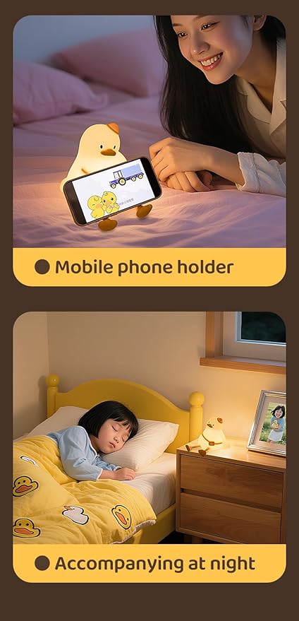 ATSUI Duck Night Light, Cute LED Squishy Novelty Animal Night Lamp, Food Grade - Image 5