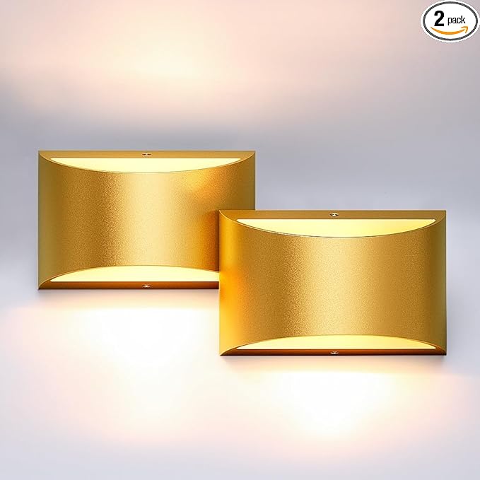 Aipsun Gold Wall Sconce Indoor Wall Lights Hardwired Set of 2 Up and Down Wall by Aipsun