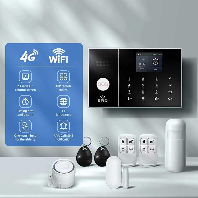 LWOHSI A108F Alarm System for Home Security, WiFi+GSM 4G DIY Alarm Kit - Image 2