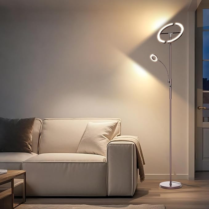 SIBRILLE 2-in-1 Brown LED Floor Lamp - Image 5