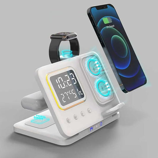 IHAO 5in1 Multi Functional Wireless Charging Station Digital Clock 15W Fast by IHAO