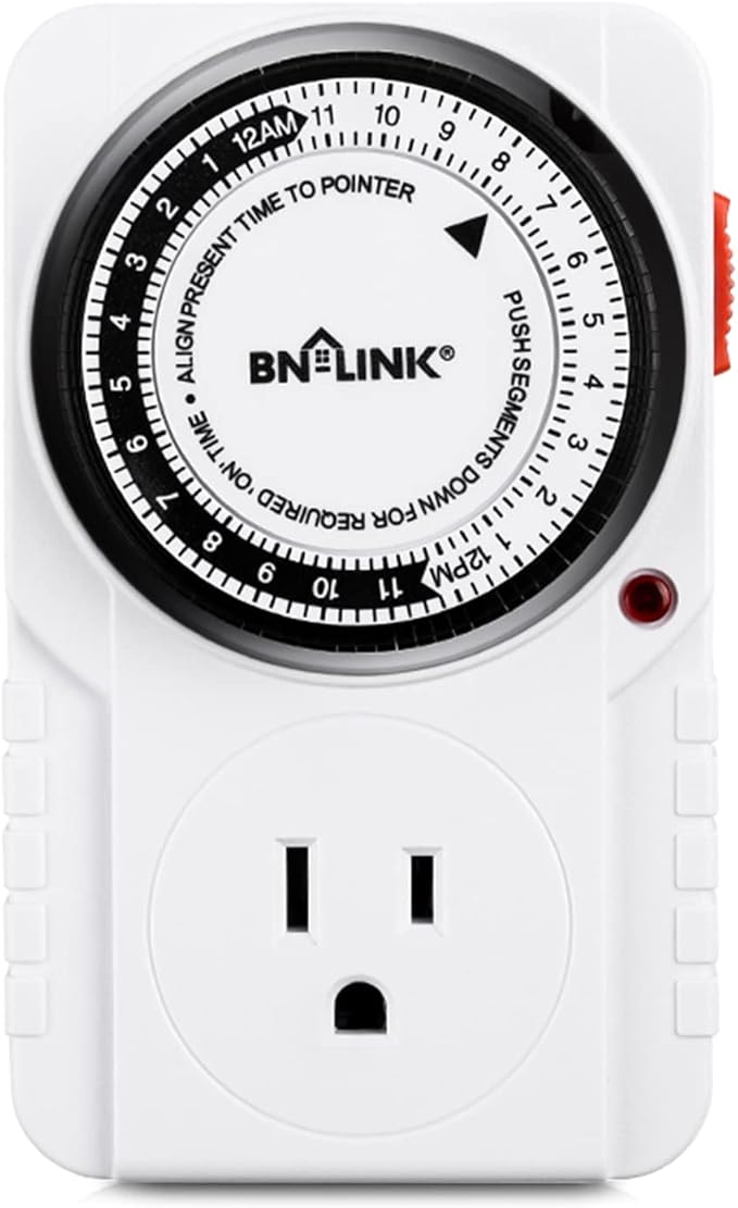 BN-LINK 24 Hour Plug-in Mechanical Timer Grounded by BN-LINK