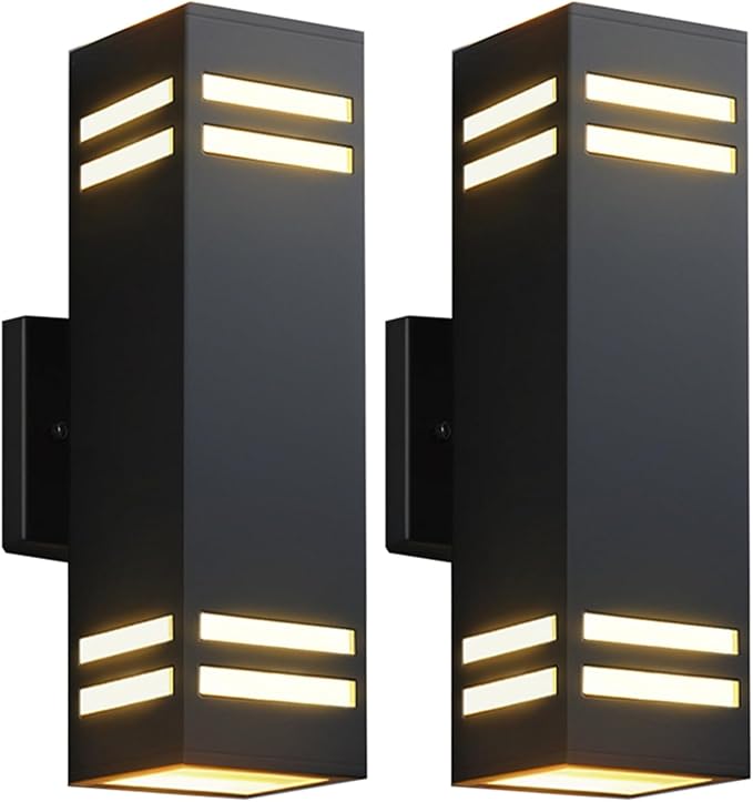 Zinola Dusk to Dawn Outdoor Lighting 2 Pack, Modern Outdoor Wall Lights Black - Image 9