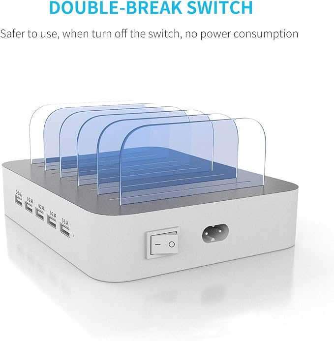 MSTJRY Charging Station for Multiple Devices : 5 Port Multi USB-A Charger - Image 3