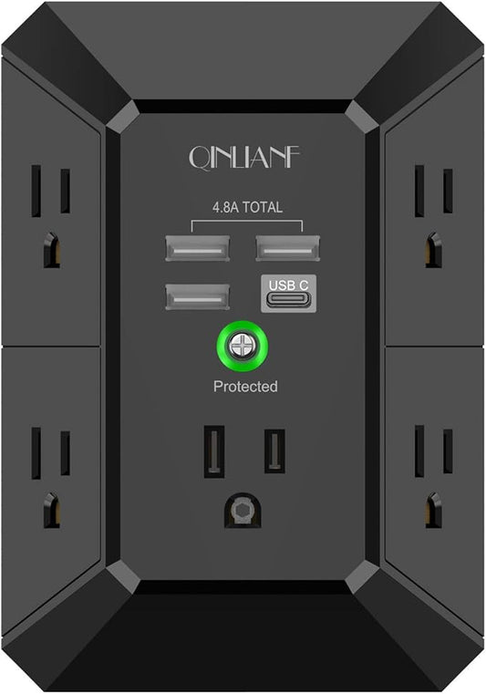 USB Wall Charger, Surge Protector, QINLIANF 5 Outlet Extender by QINLIANF