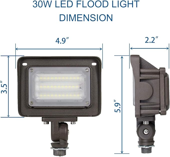 DAKASON 30W LED Flood Light Outdoor, Dusk-to-Dawn Photocell 180° Adjustable - Image 7