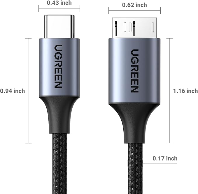 UGREEN 10 Gbps Micro B to USB C Hard Drive Cables, 10FT USB C to Micro B - Image 9