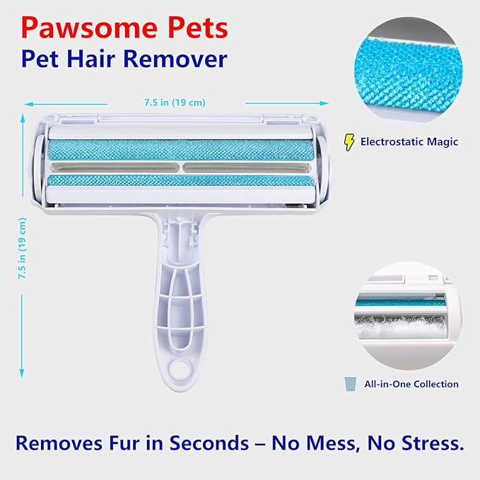Pawsome Pets Pet Hair Remover Gift Set Reusable Lint Roller Cat and Dog Hair - Image 3