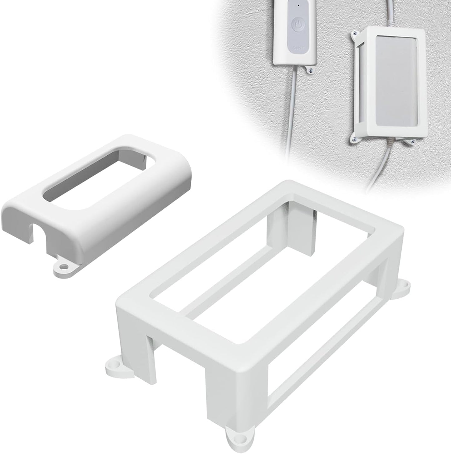 Control Box Power Supply Wall Mount Holder for Govee H705 H706, 2 Pack | Adhesive mount replacement for Govee outdoor controller & power, easy install, cooling design