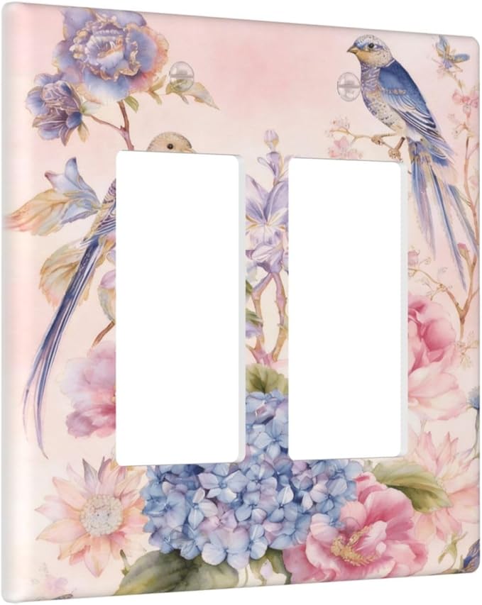Bvtewkhz Floral Birds Morris 2 Gang Double Rocker Decorative Outlet Covers - Image 2