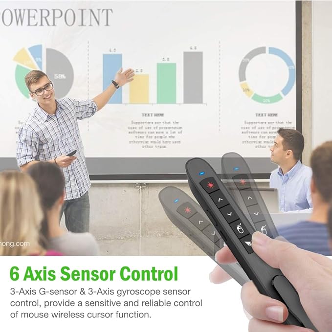 Air Mouse Green Presentation Remote Control USB Rechargeable Presentation - Image 5