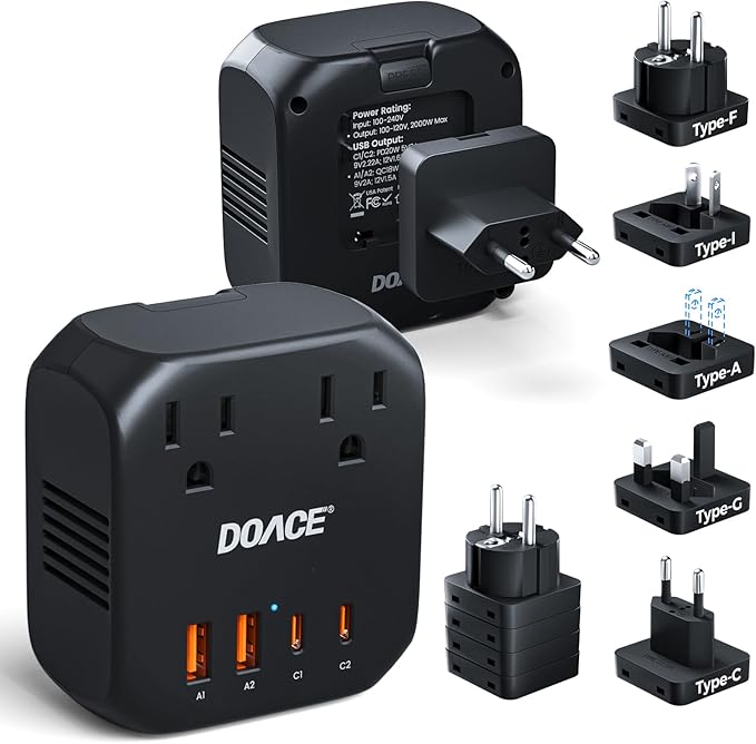 DOACE 2000W Voltage Converter US to Europe - 220V to 110V Converter by DOACE